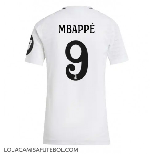 Camisa de Futebol Real Madrid Kylian Mbappe #9 Equipamento Principal Mulheres 2024-25 Manga Curta